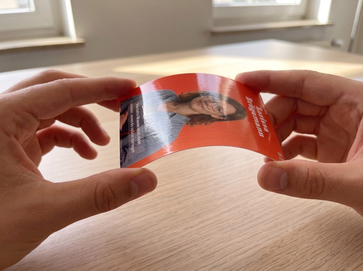 AbiKarte wird gebogen, ohne zu knicken